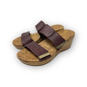 Vionic Pepper Wedge Slip-on Sandal Brown Leather Women’s Size 7